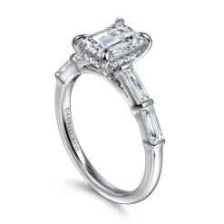 Online Gabriel & Co. Flores - 14K White Gold Emerald Cut Five Stone Diamond Engagement Ring