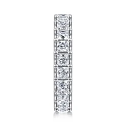 New Gabriel & Co. Forever - 14K White Gold Scallop Setting Princess Cut Diamond Eternity Band - 2.7 ct