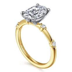 Hot Gabriel & Co. Frances - 14K White -Yellow Gold Oval Diamond Engagement Ring