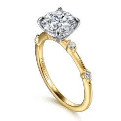 Hot Gabriel & Co. Frances - 14K White -Yellow Gold Round Diamond Engagement Ring