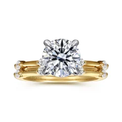 Hot Gabriel & Co. Frances - 14K White -Yellow Gold Round Diamond Engagement Ring