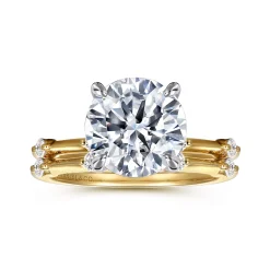 Hot Gabriel & Co. Frances - 14K White -Yellow Gold Round Diamond Engagement Ring