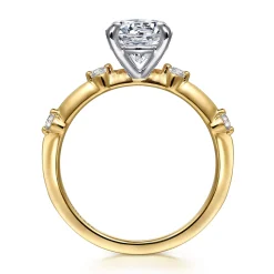 Sale Gabriel & Co. Frances - 14K White -Yellow Gold Round Diamond Engagement Ring