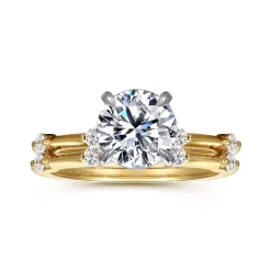 Sale Gabriel & Co. Frances - 14K White -Yellow Gold Round Diamond Engagement Ring