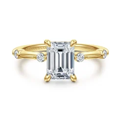 New Gabriel & Co. Frances - 14K Yellow Gold Emerald Cut Diamond Engagement Ring