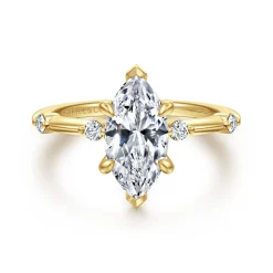 New Gabriel & Co. Frances - 14K Yellow Gold Marquise Shape Diamond Engagement Ring