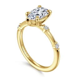 Best Gabriel & Co. Frances - 14K Yellow Gold Pear Shape Diamond Engagement Ring