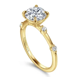 Sale Gabriel & Co. Frances - 14K Yellow Gold Round Diamond Engagement Ring