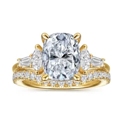 Clearance Gabriel & Co. Francia - 14K Yellow Gold Elongated Cushion Diamond Engagement Ring