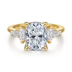 Clearance Gabriel & Co. Francia - 14K Yellow Gold Elongated Cushion Diamond Engagement Ring