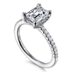 Hot Gabriel & Co. Franka - 14K White Gold Emerald Cut Hidden Halo Diamond Engagement Ring