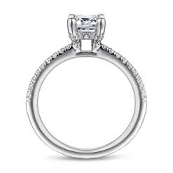Hot Gabriel & Co. Franka - 14K White Gold Emerald Cut Hidden Halo Diamond Engagement Ring