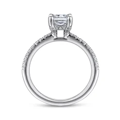 Sale Gabriel & Co. Franka - 14K White Gold Rectangular Radiant Cut Hidden Halo Diamond Engagement Ring