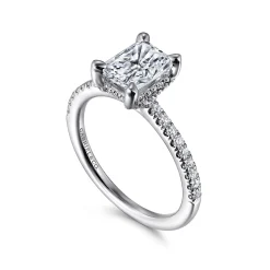 Sale Gabriel & Co. Franka - 14K White Gold Rectangular Radiant Cut Hidden Halo Diamond Engagement Ring