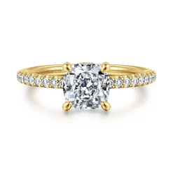 Clearance Gabriel & Co. Franka - 14K Yellow Gold Cushion Cut Diamond Engagement Ring