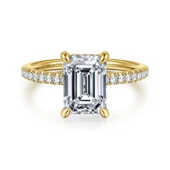 Gabriel & Co. Franka - 14K Yellow Gold Emerald Cut Hidden Halo Diamond Engagement Ring