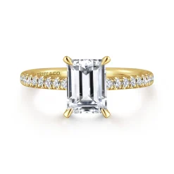 Gabriel & Co. Franka - 14K Yellow Gold Emerald Cut Hidden Halo Diamond Engagement Ring