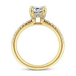Gabriel & Co. Franka - 14K Yellow Gold Emerald Cut Hidden Halo Diamond Engagement Ring