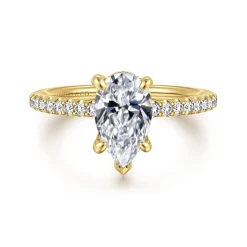 Hot Gabriel & Co. Franka - 14K Yellow Gold Pear Shape Diamond Engagement Ring