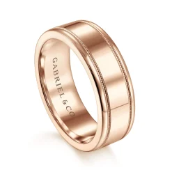 Sale Gabriel & Co. Fred - 14K Rose Gold 7mm - High Polished Men's Wedding Band