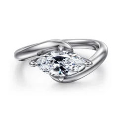 Gabriel & Co. Freye - 14K White Gold Bypass Compass Prong Marquise Shape Diamond Engagement Ring