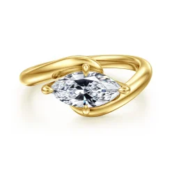 Clearance Gabriel & Co. Freye - 14K Yellow Gold Bypass Compass Prong Marquise Shape Diamond Engagement Ring