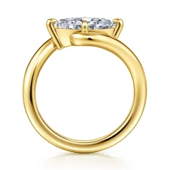 Clearance Gabriel & Co. Freye - 14K Yellow Gold Bypass Compass Prong Marquise Shape Diamond Engagement Ring