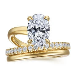 Best Gabriel & Co. Frost - 14K Yellow Gold Split Shank Oval Diamond Engagement Ring