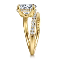 Best Gabriel & Co. Frost - 14K Yellow Gold Split Shank Oval Diamond Engagement Ring
