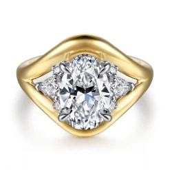 Clearance Gabriel & Co. Gail - 14K White-Yellow Gold Oval Diamond Engagement Ring