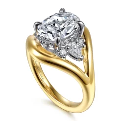 Clearance Gabriel & Co. Gail - 14K White-Yellow Gold Oval Diamond Engagement Ring