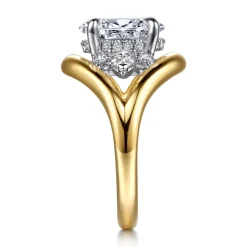 Clearance Gabriel & Co. Gail - 14K White-Yellow Gold Oval Diamond Engagement Ring