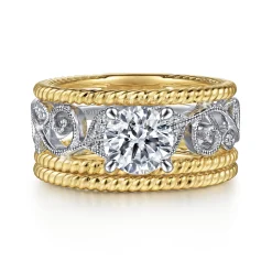 Sale Gabriel & Co. Galia - 14K White-Yellow Gold Round Diamond Engagement Ring