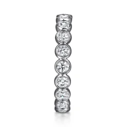 Hot Gabriel & Co. Genevi - 14K White Gold Bezel Diamond Eternity Band - 1 ct