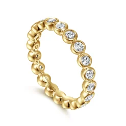 Best Gabriel & Co. Genevi - 14K Yellow Gold Bezel Diamond Eternity Band - 0.8 ct