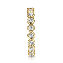 Best Gabriel & Co. Genevi - 14K Yellow Gold Bezel Diamond Eternity Band - 0.8 ct