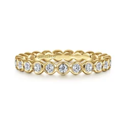 Gabriel & Co. Genevi - 14K Yellow Gold Bezel Diamond Eternity Band - 0.5 ct