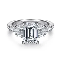Outlet Gabriel & Co. Genni - 14K White Gold Emerald Cut Diamond Engagement Ring