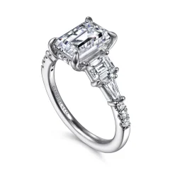 Outlet Gabriel & Co. Genni - 14K White Gold Emerald Cut Diamond Engagement Ring