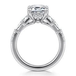 New Gabriel & Co. Genni - 14K White Gold Emerald Cut Diamond Engagement Ring