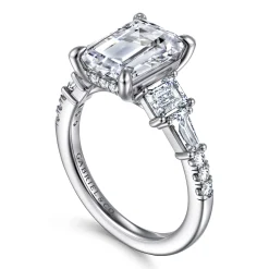 New Gabriel & Co. Genni - 14K White Gold Emerald Cut Diamond Engagement Ring