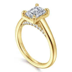 Discount Gabriel & Co. Geo - 14K Yellow Gold Emerald Cut Diamond Engagement Ring