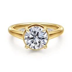 Sale Gabriel & Co. Geo - 14K Yellow Gold Round Diamond Engagement Ring