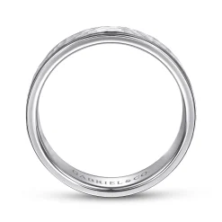 Gabriel & Co. George - 14K White Gold 6mm - Hammered Men's Wedding Band