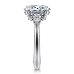New Gabriel & Co. Georgia - 14K White Gold Oval Three Stone Diamond Engagement Ring