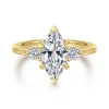 New Gabriel & Co. Georgia - 14K Yellow Gold Marquise Shape Three Stone Diamond Engagement Ring
