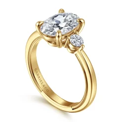Gabriel & Co. Georgia - 14K Yellow Gold Oval Three Stone Diamond Engagement Ring