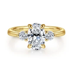 Best Gabriel & Co. Georgia - 14K Yellow Gold Oval Three Stone Diamond Engagement Ring