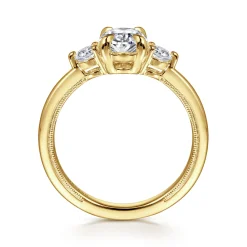 Best Gabriel & Co. Georgia - 14K Yellow Gold Oval Three Stone Diamond Engagement Ring