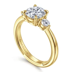 Online Gabriel & Co. Georgia - 14K Yellow Gold Round Three Stone Diamond Engagement Ring